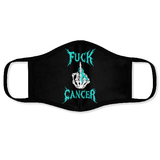 Fuck Cancer Warrior Teal Ribbon Ovarian Cancer Face Masks