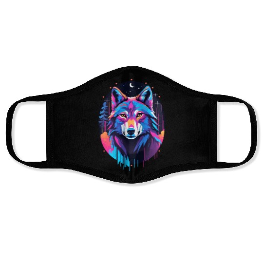 Eerie Blacklight Wolf Face Masks - Neon Colors