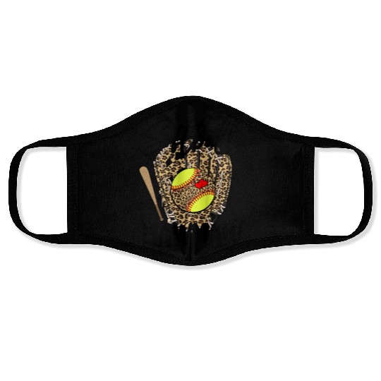 Softball Mawmaw Leopard Game Day Softball Lover Face Masks