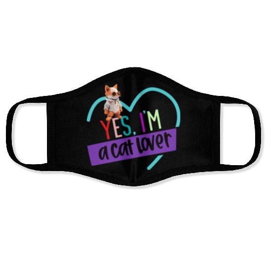 YES, I'M A CAT LOVER, cat, space cat, Pet lovers Face Masks