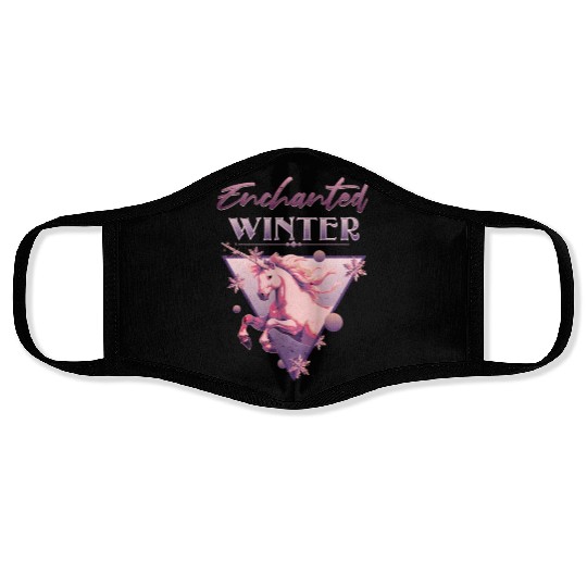 Enchanted Winter 80s Retro Lilac Unicorn Face Masks