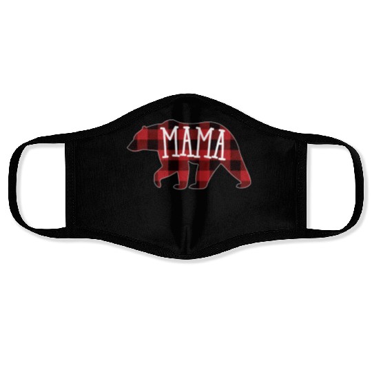 Mama Bear Buffalo Plaid Mama Bear Face Masks