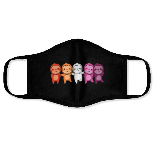 Lesbian Flag Pride Month Lgbtq Lesbian Sloth Face Masks