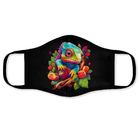 Cute Chameleon for Lizard Pet Lover Face Masks