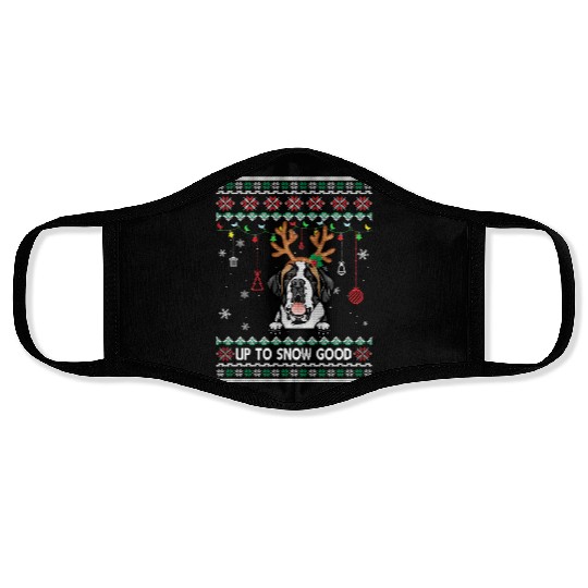 Saint Bernard Dog Reindeer Ugly Christmas Xmas Face Masks