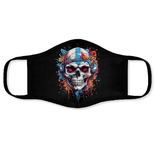 Skull Givin' Raspberry Dk Face Masks