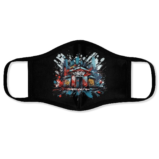 Tagged Elegance - cool Urban Graffiti Face Masks