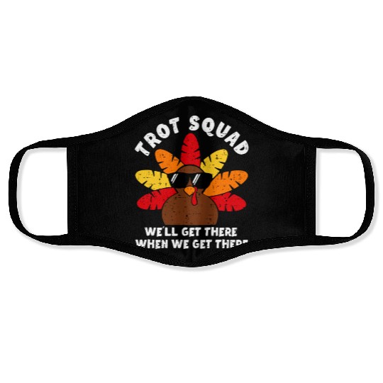 Turkey Trot Squad Race Funny Thanksgiving Running Face Masks