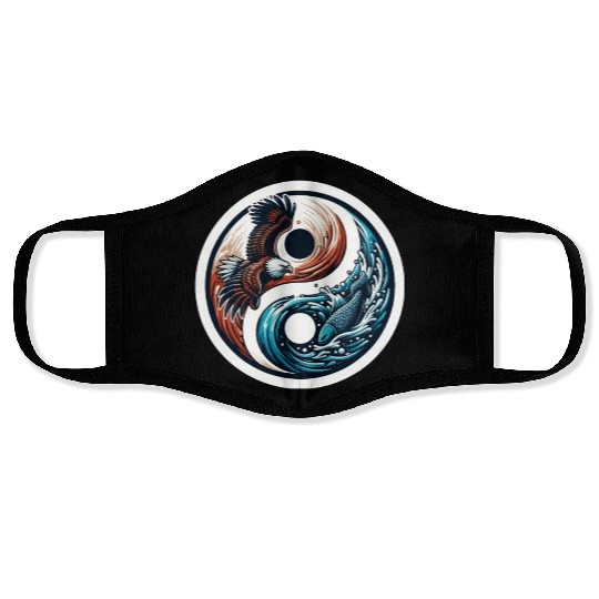 Yin Yang Eagle Fish Symbol Face Masks