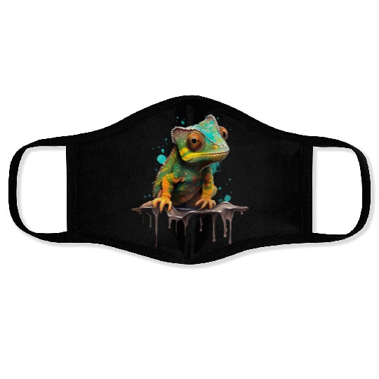 Cute Chameleon for Lizard Pet Lover Face Masks