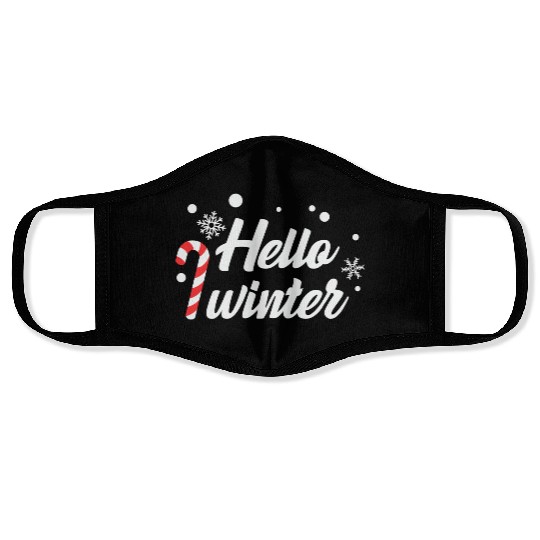 Hello Winter Christmas Candy Canes Face Masks