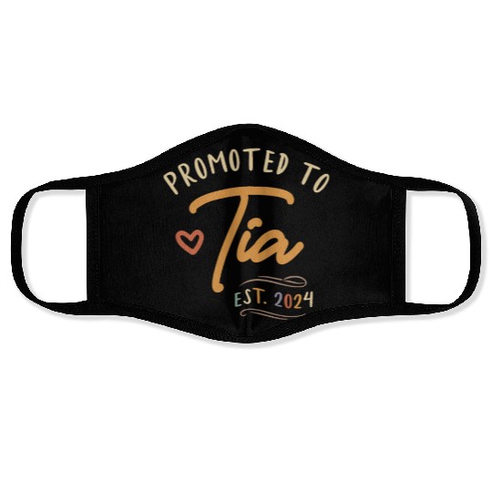 Promoted To Tia Established 2024 Funny Aunt Face Masks