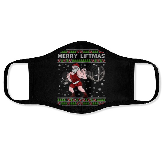MERRY LIFTMAS Funny Strong Santa Claus Face Masks
