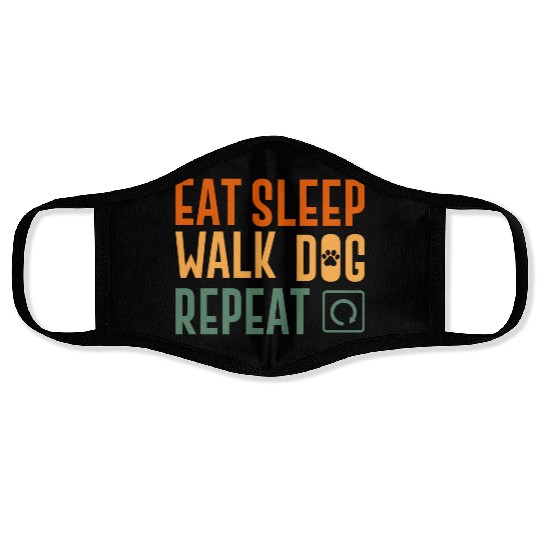 eat sleep walk repeat walking hobby Face Masks