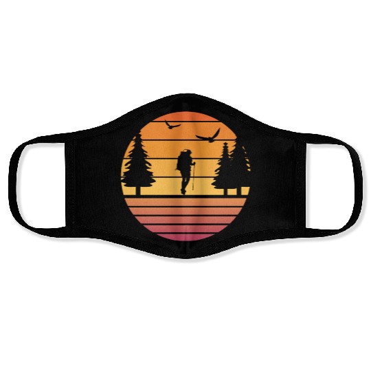 Retro Sun Mountain Hiking Climbing Nature Face Masks