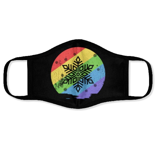 Christmas snowflake rainbow Face Masks