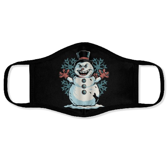 frosty snowman creepy Face Masks