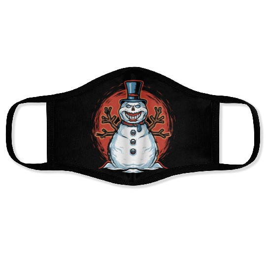 frosty snowman creepy Face Masks