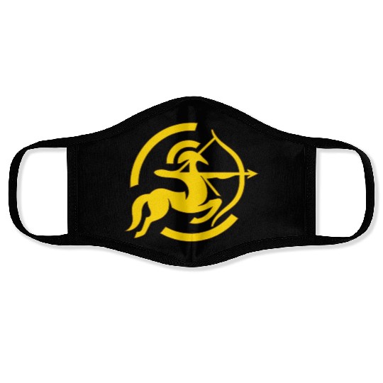 Zodiac Sagittarius Arc Icon Minimalistic Gold Face Masks