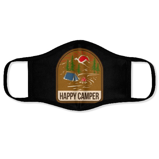 Happy Camper Camping Campfire Tent Face Masks