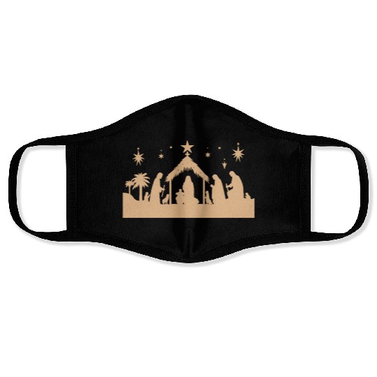 Nativity Scene with Mary Joseph Baby Jesus Face Masks