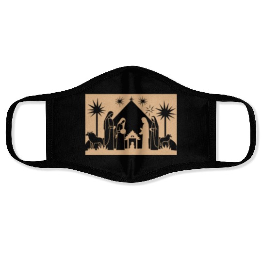 Nativity Scene with Mary Joseph Baby Jesus Face Masks