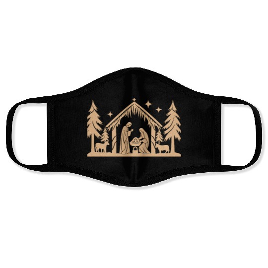 Nativity Scene with Mary Joseph Baby Jesus Face Masks