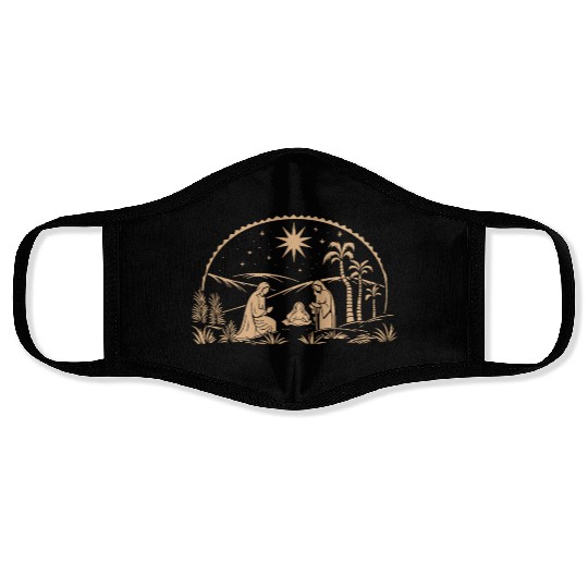Nativity Scene with Mary Joseph Baby Jesus Face Masks