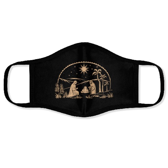 Nativity Scene with Mary Joseph Baby Jesus Face Masks