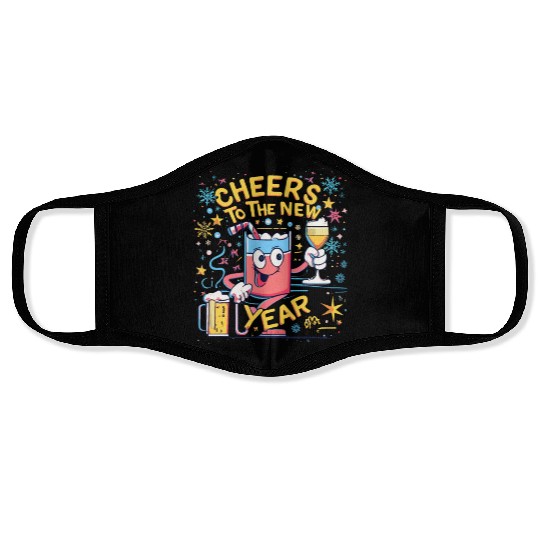 NYE Cheers To The New Year Happy Winter Holiday Face Masks