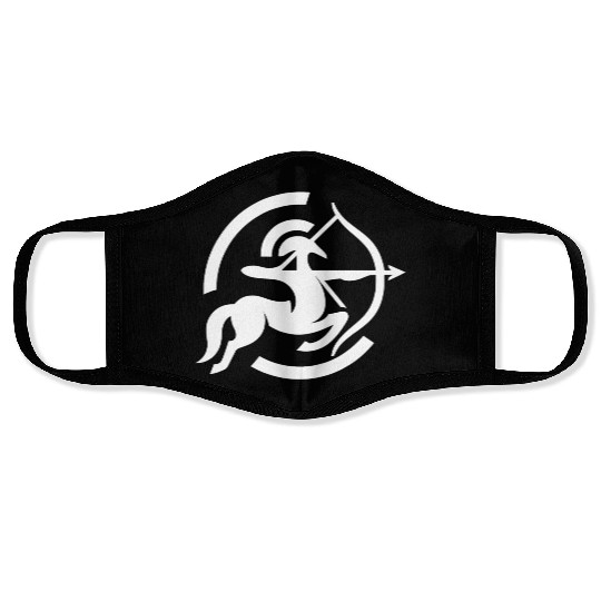 Zodiac Sagittarius Arc Icon Minimalistic White Face Masks