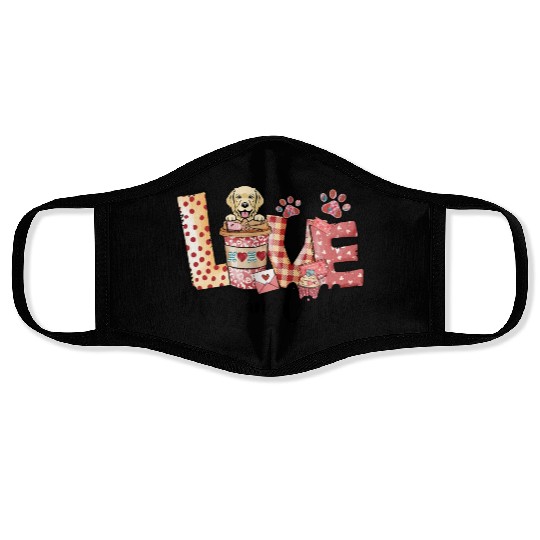 Retriever Dog Coffee Lover Dog Mom Valentines Day Face Masks