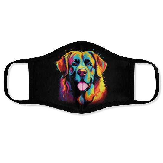 Watercolor Colorful Great Pyrenees Face Masks
