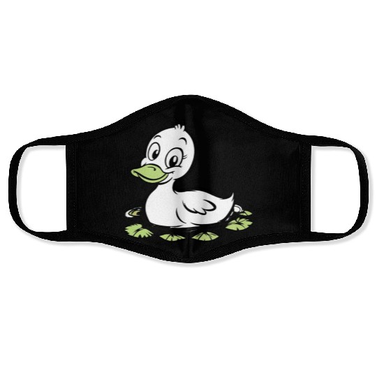Cute duck swimming in a swamp Face Masks