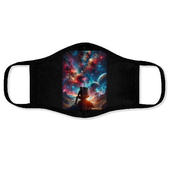 A Lonely Journey In The Embrace Of Infinity. Face Masks