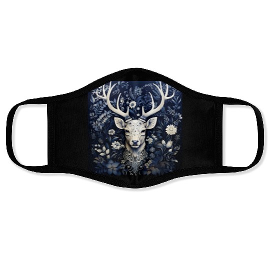 Enchanted Forest Deer Winter Bloom Face Masks