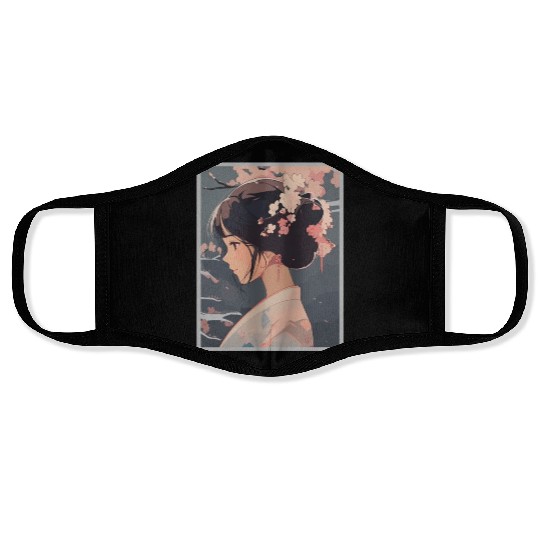 Vinatage japanese esthetic Otaku Anime Girl Face Masks