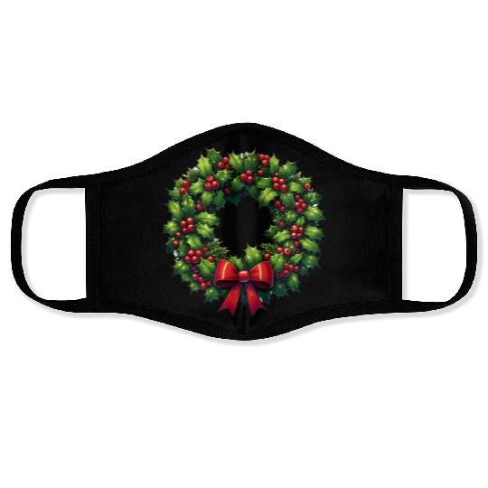 Festive Foliage: Classic Christmas Wreath Face Masks