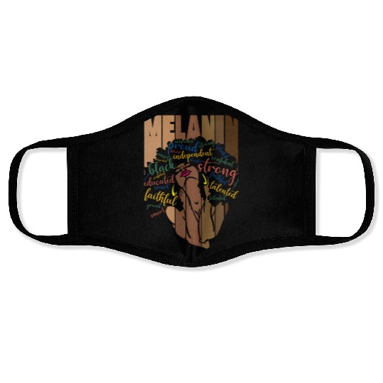 Melanin Powerful Words Afro Black Face Masks