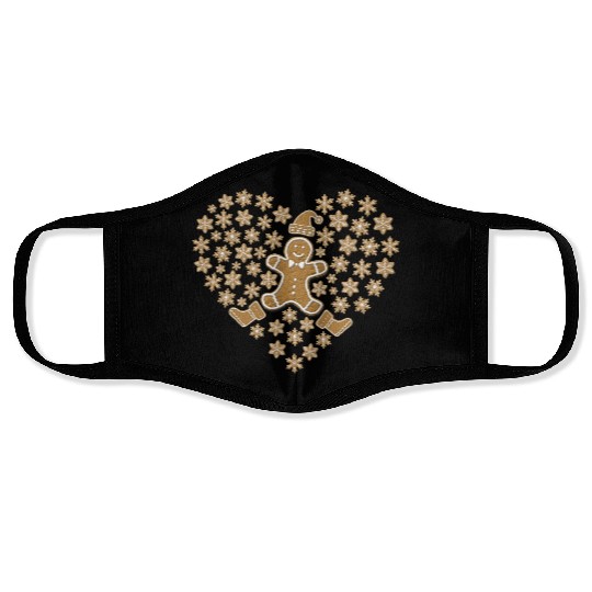 Gingerbread Heart, Funny Ginger Bread Lover Face Masks