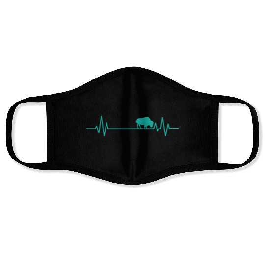 Heartbeat Line Bison Animal Face Masks