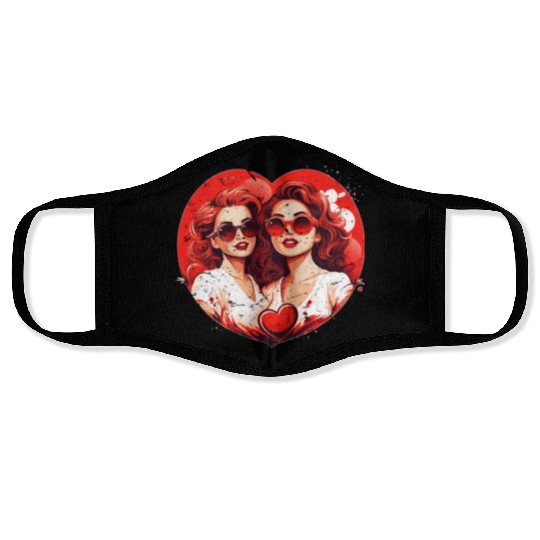 Valentines Day Outfit For Her And Her in love Face Masks