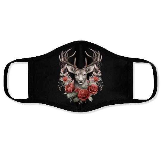 Gothic Deer Forest Animals Roses Face Masks