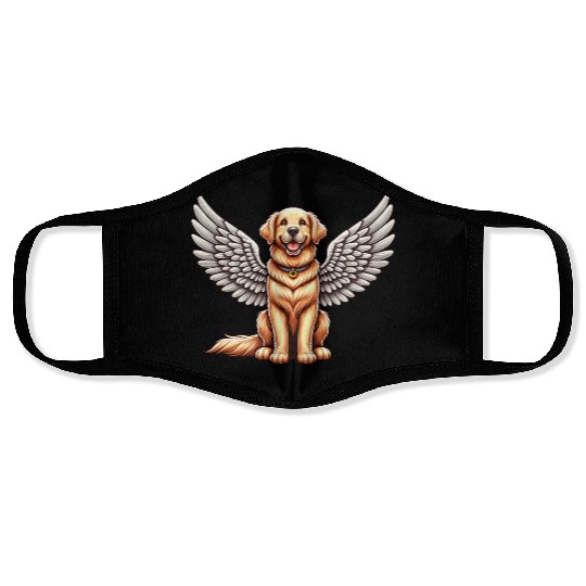 Golden Retriever Angel - Gentle Dog with Wings Face Masks
