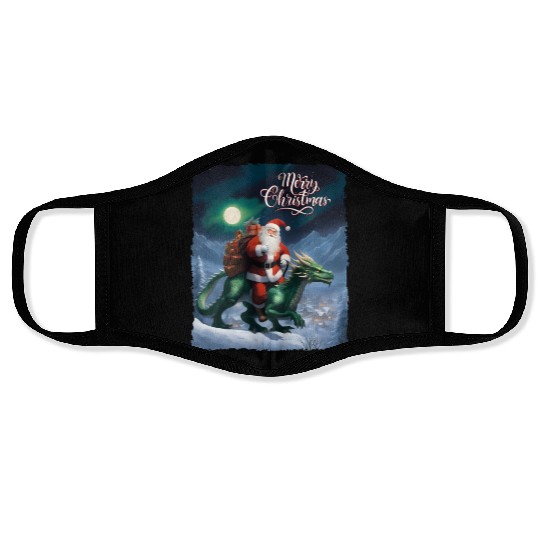 GREEN DRAGON CHRISTMAS Face Masks