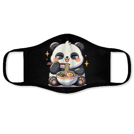 Cute Panda Eats Ramen Noodles Pandas Ramen Face Masks