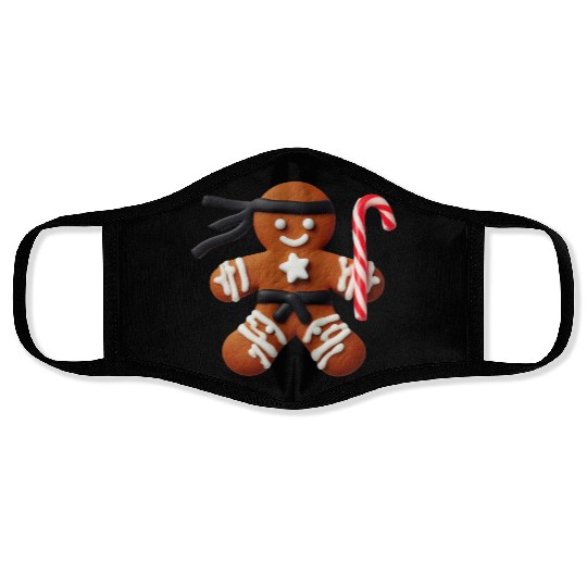 Funny Ninja Gingerbread Man Cookie Candy Cane Face Masks
