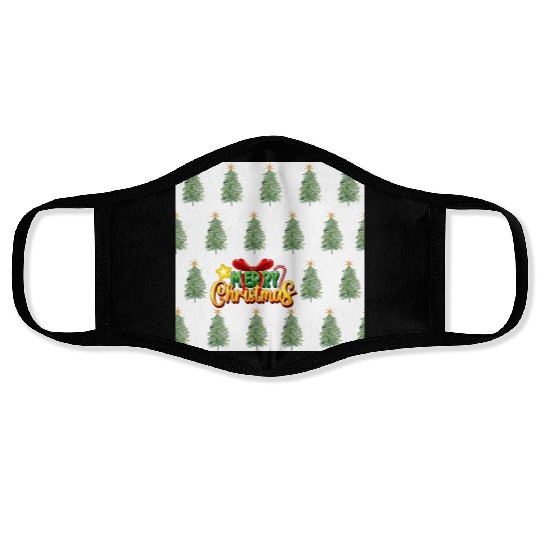Green Christmas Tree Pattern Face Masks