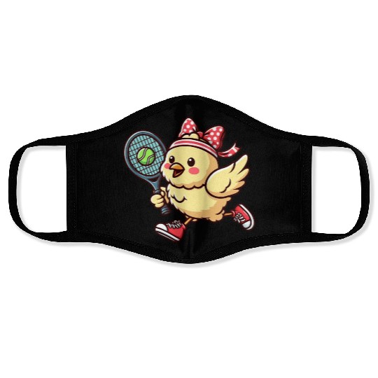 Chicken & Chick Tennis - Funny Comic Design for Face Masks