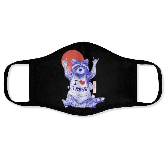 I Love Trash Cute Funny Metal Raccoon Gift Face Masks